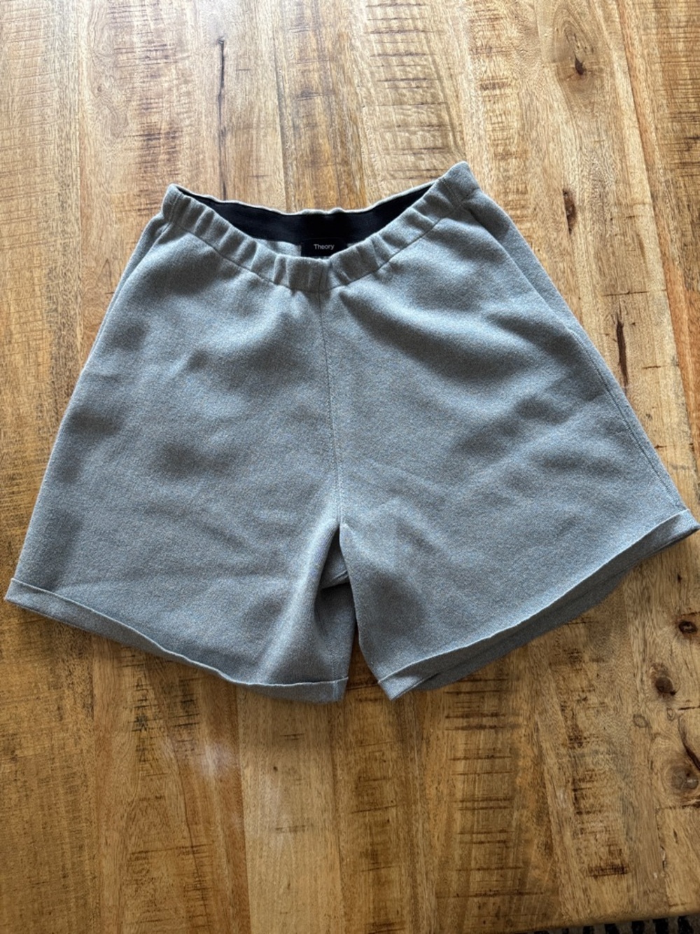 Theory 100% organic cotton Speckled shorts blue Gray Knit Elastic-Waist Feelfine